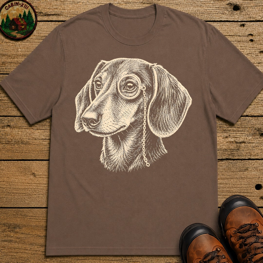 Dachshund in a Monocle T-Shirt - Espresso