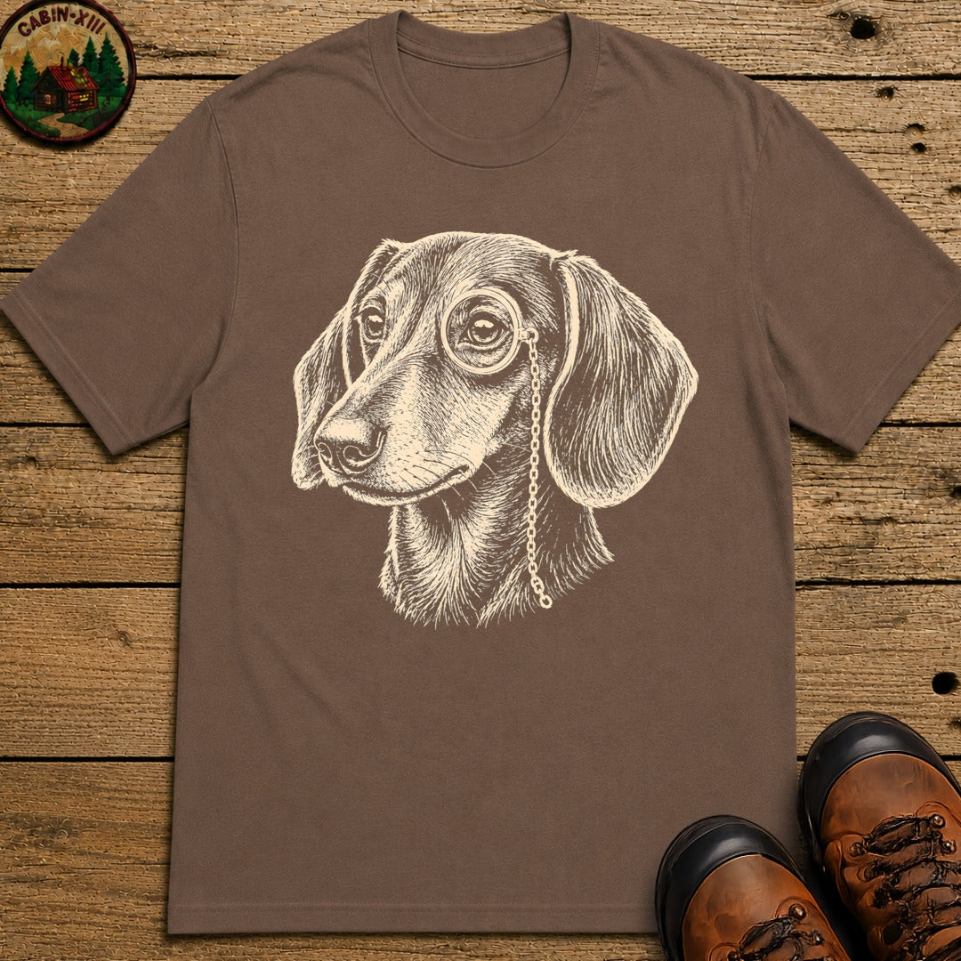 Dachshund in a Monocle T-Shirt - Espresso