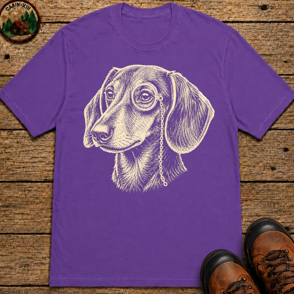 Dachshund in a Monocle T-Shirt - Grape