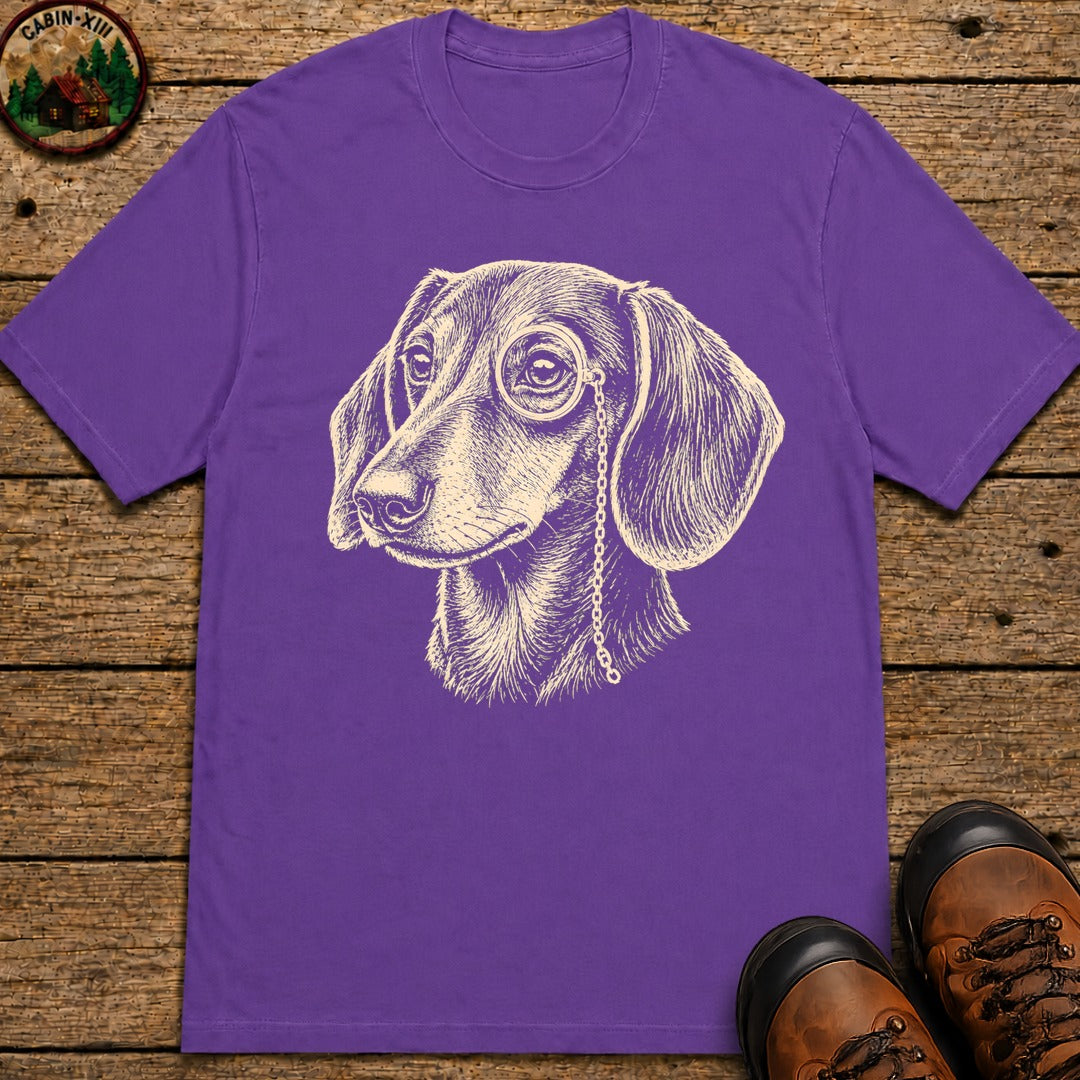 Dachshund in a Monocle T-Shirt - Grape