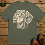 Dachshund in a Monocle T-Shirt - Moss