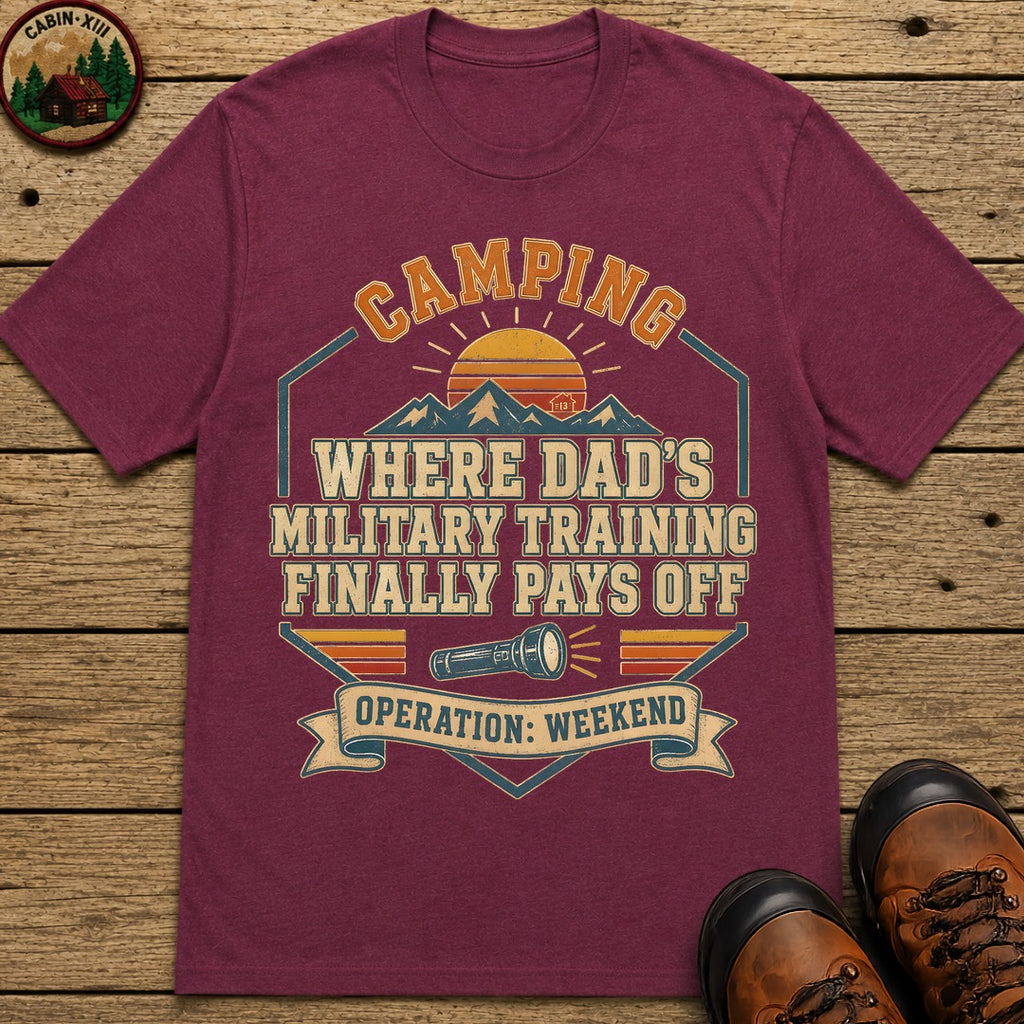 Dad'S Military Training (Retro) T Shirt - Berry