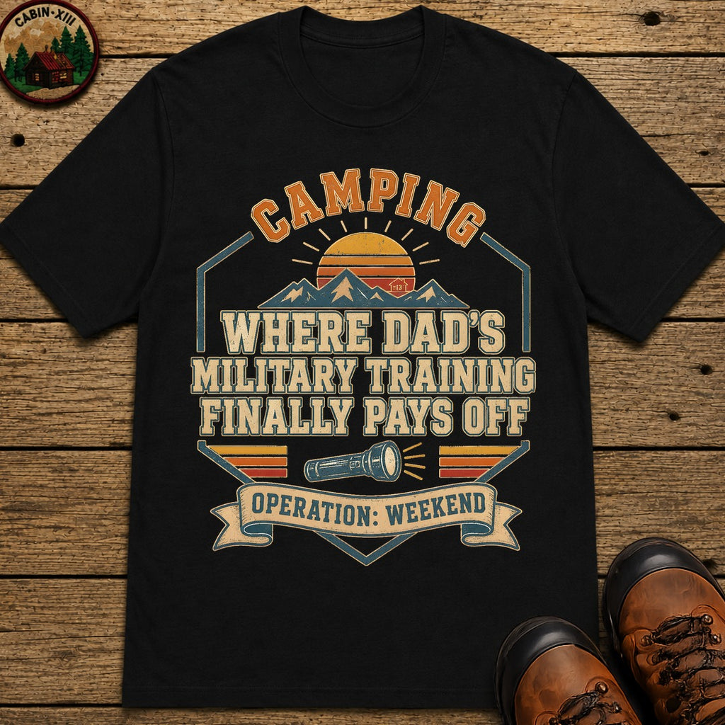 Dad'S Military Training (Retro) T Shirt - Black