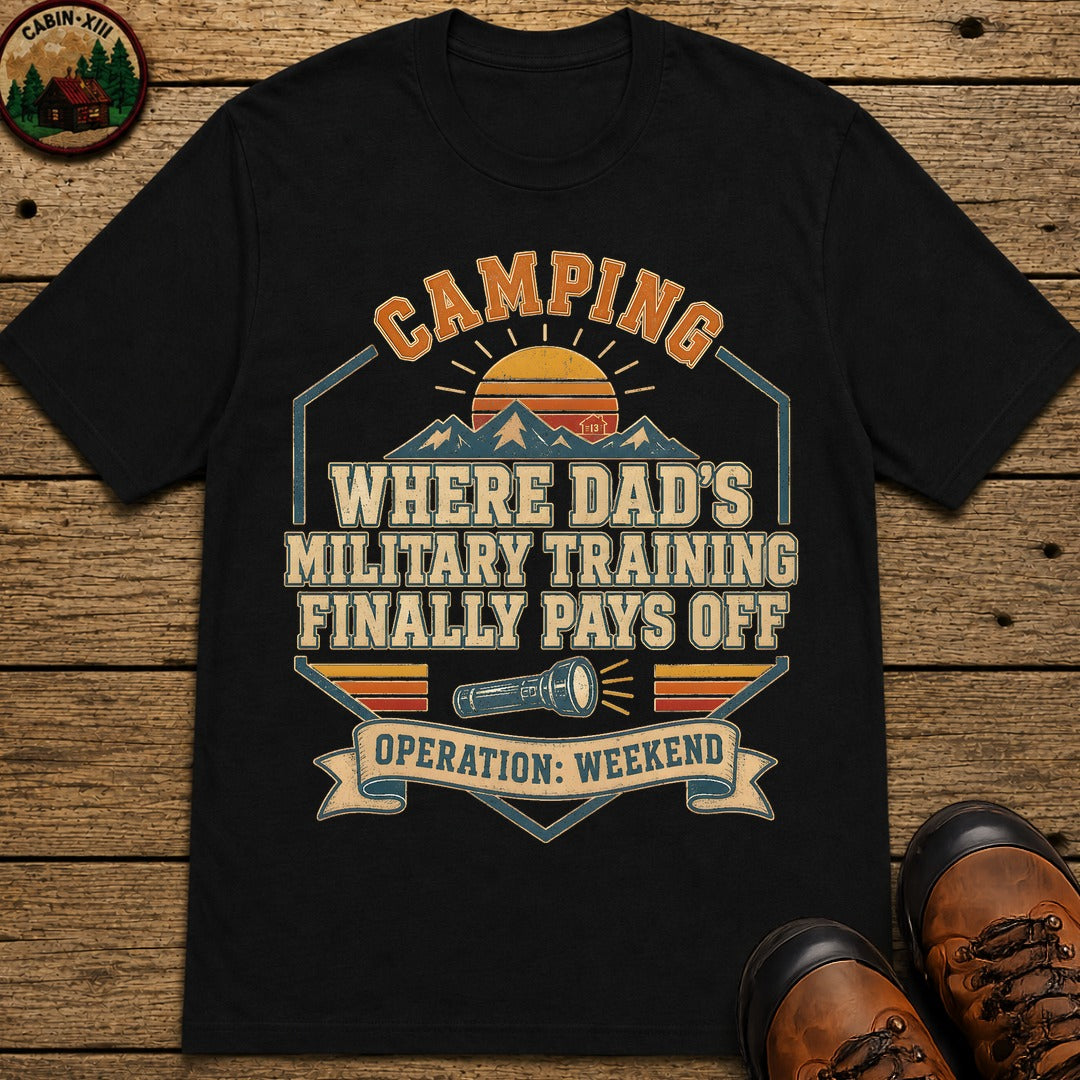 Dad'S Military Training (Retro) T Shirt - Black