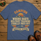 Dad'S Military Training (Retro) T Shirt - Blue Jean