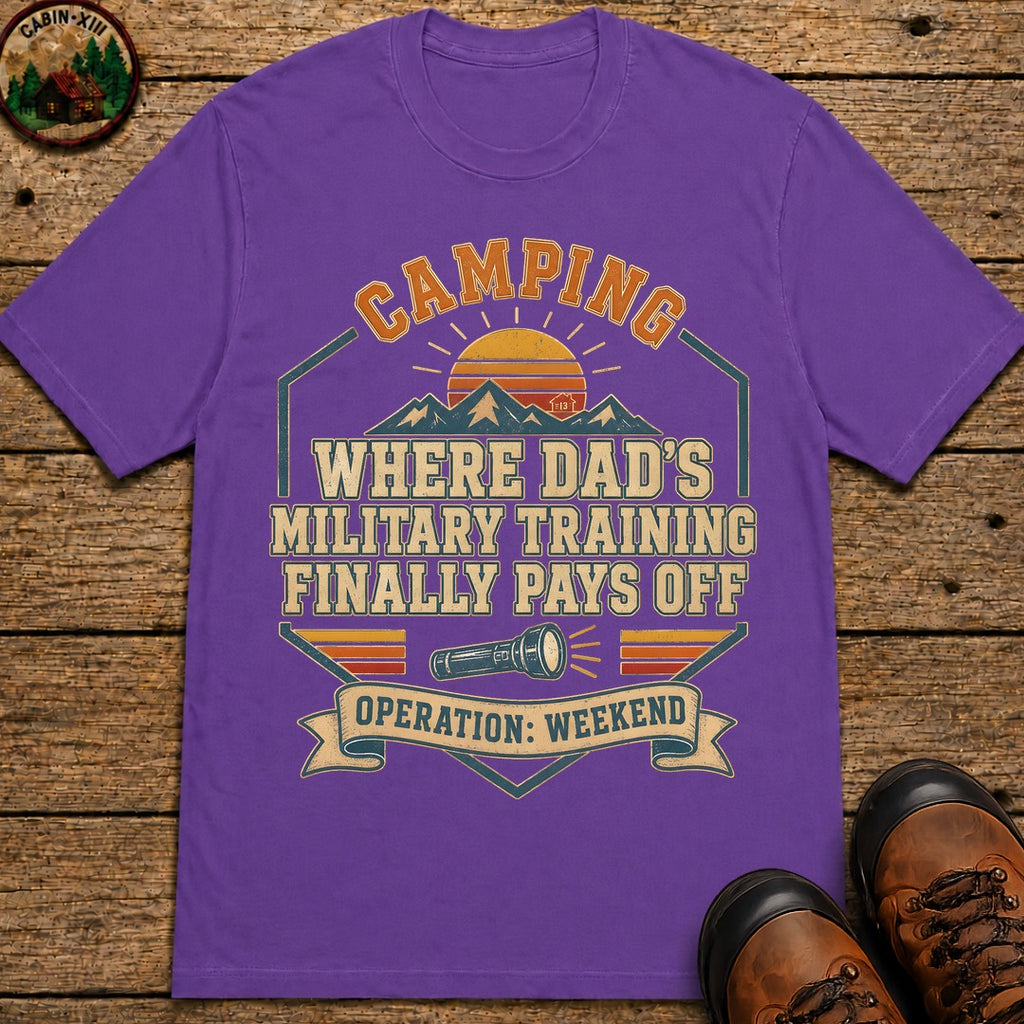 Dad'S Military Training (Retro) T Shirt - Grape