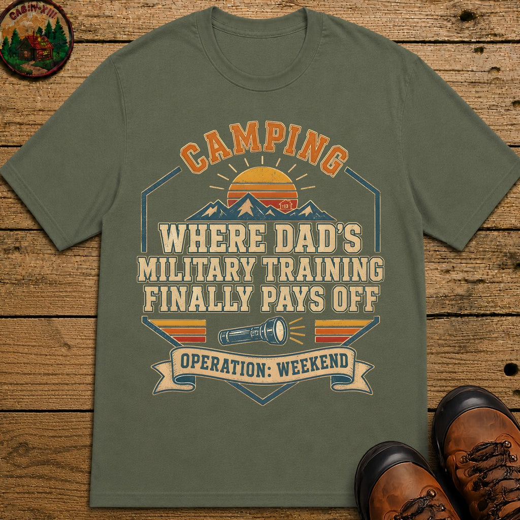 Dad'S Military Training (Retro) T Shirt - Moss
