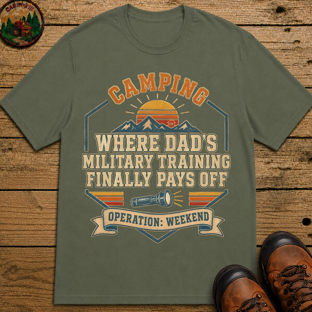 Dad'S Military Training (Retro) T Shirt - Moss
