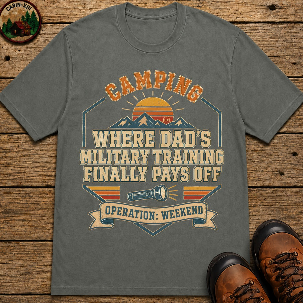 Dad'S Military Training (Retro) T Shirt - Pepper