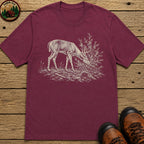 Deer Sketch T-Shirt - Berry