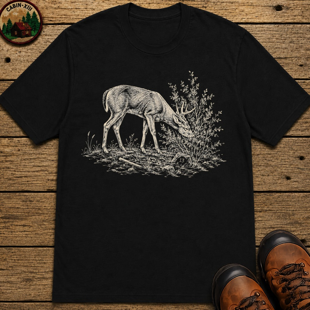 Deer Sketch T-Shirt - Black