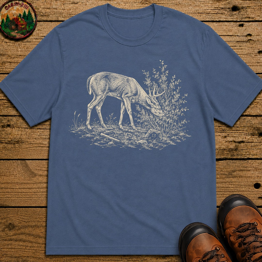 Deer Sketch T-Shirt - Blue Jean