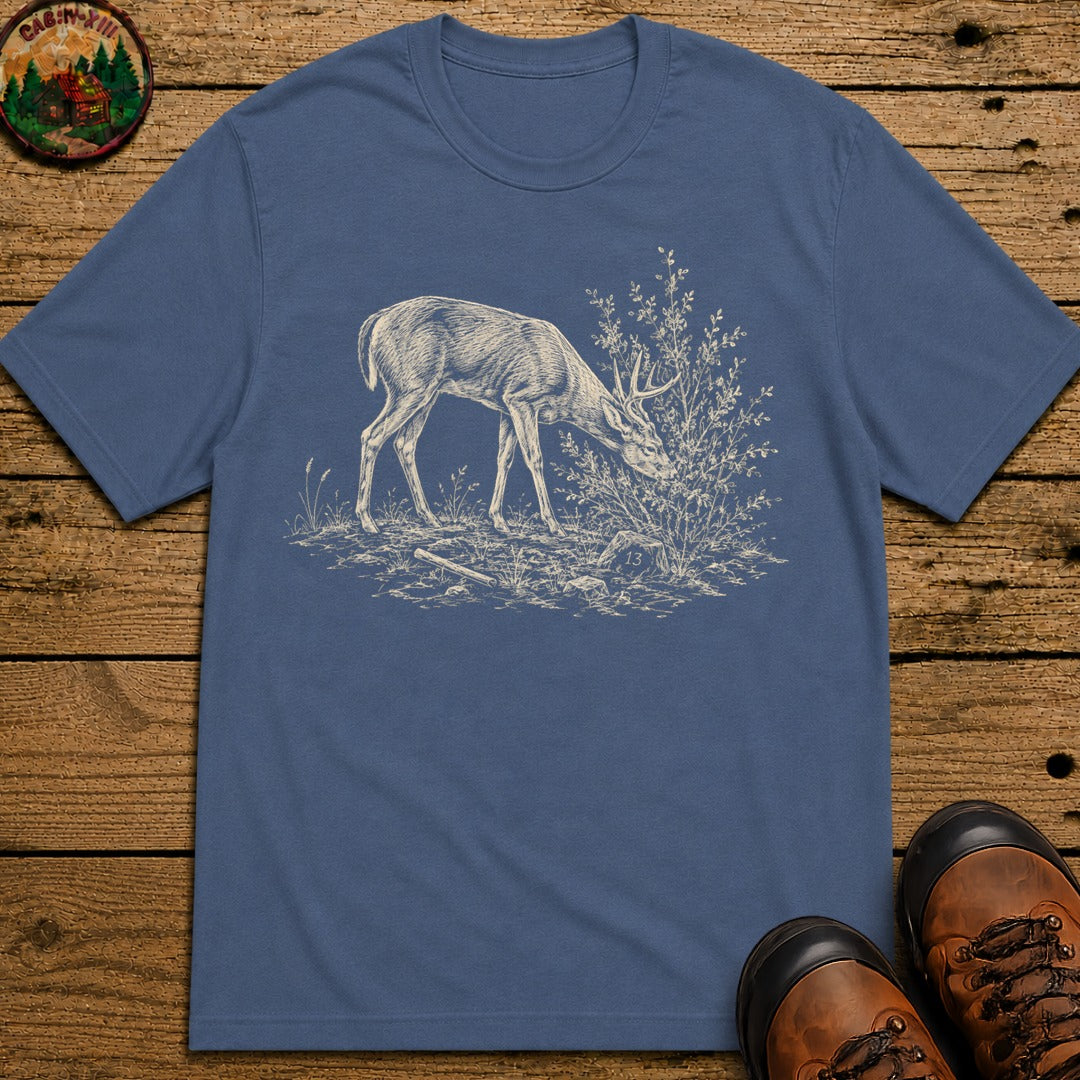 Deer Sketch T-Shirt - Blue Jean