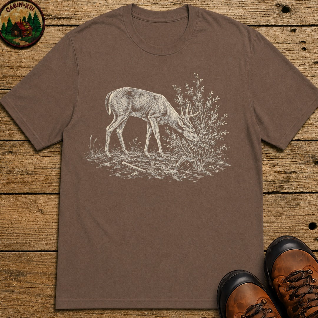 Deer Sketch T-Shirt - Espresso