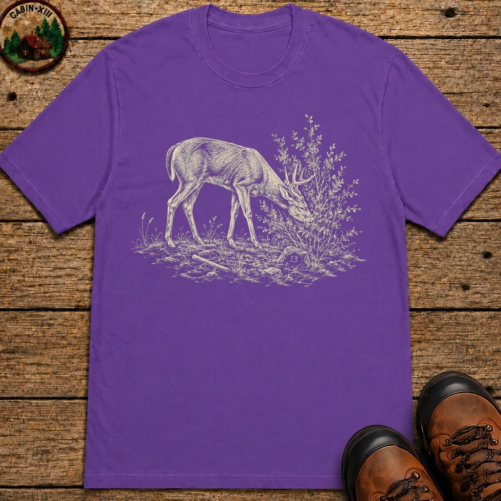 Deer Sketch T-Shirt - Grape