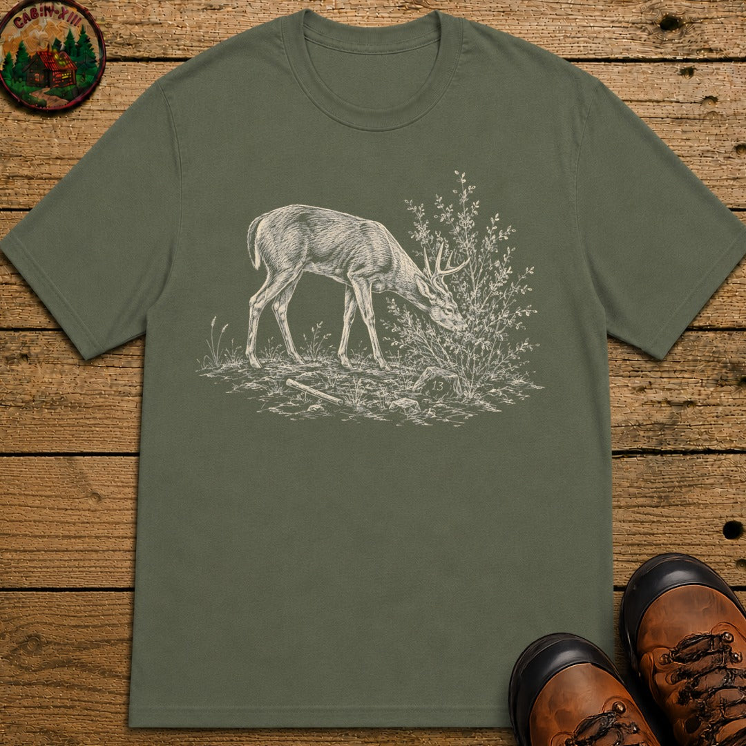 Deer Sketch T-Shirt - Moss
