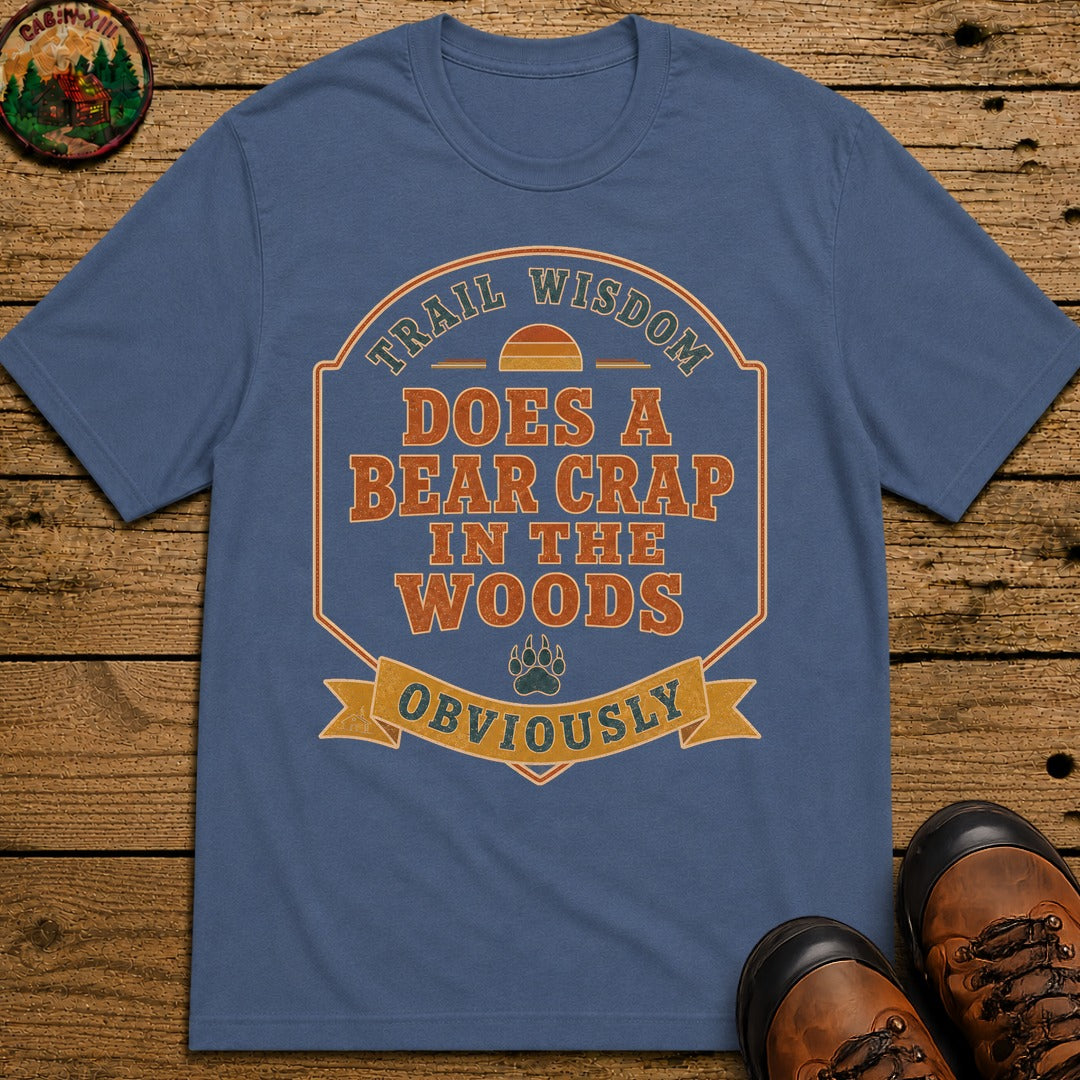 Does A Bear Crap In The Woods (Retro) T Shirt - Blue Jean