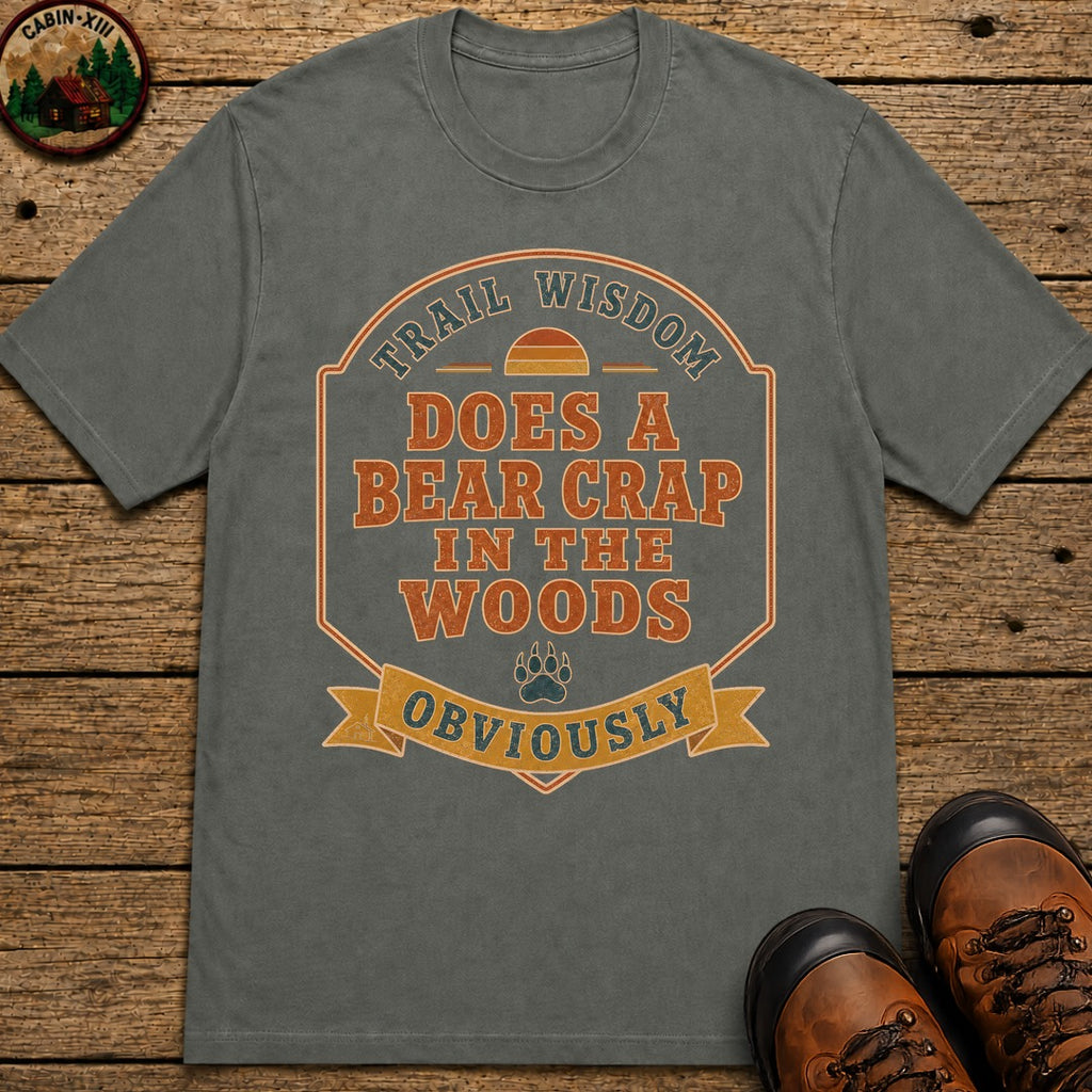 Does A Bear Crap In The Woods (Retro) T Shirt - Pepper