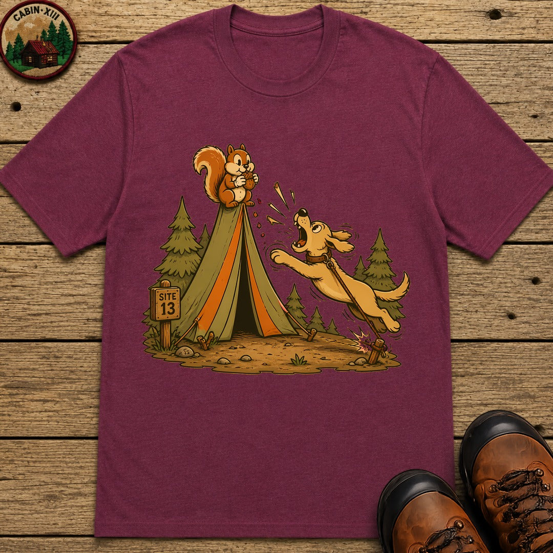 Dog And Squirrel Cartoon T-Shirt - Berry