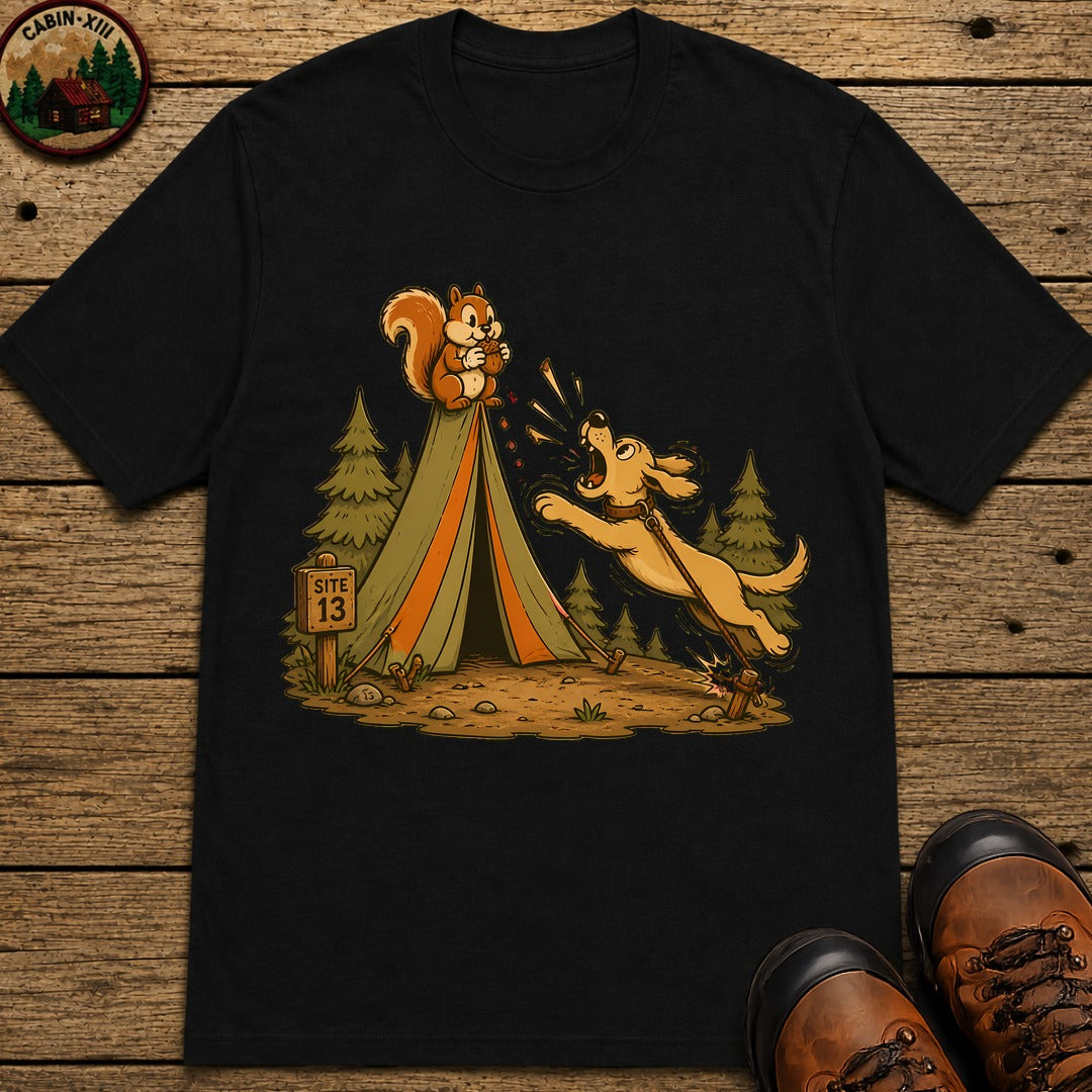 Dog And Squirrel Cartoon T-Shirt - Black