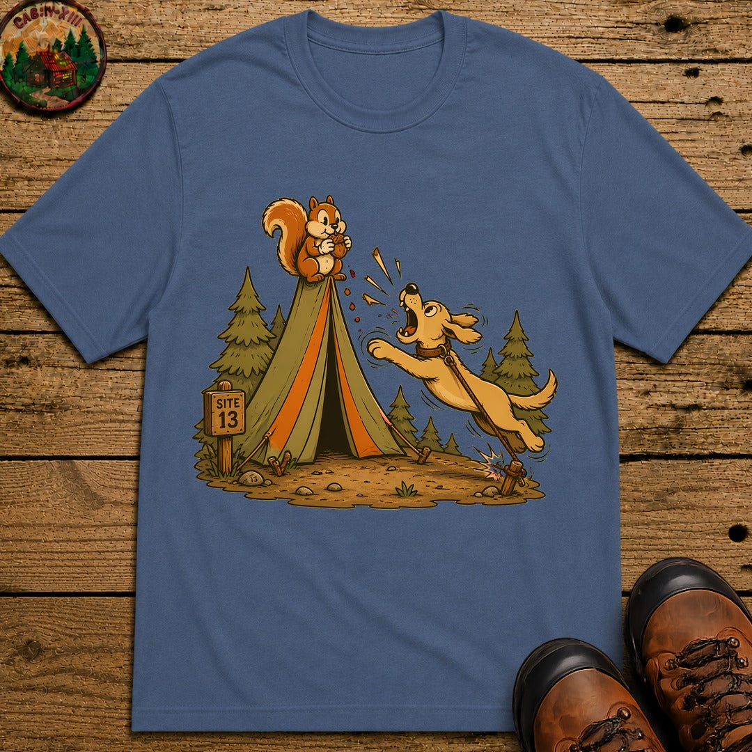 Dog And Squirrel Cartoon T-Shirt - Blue Jean
