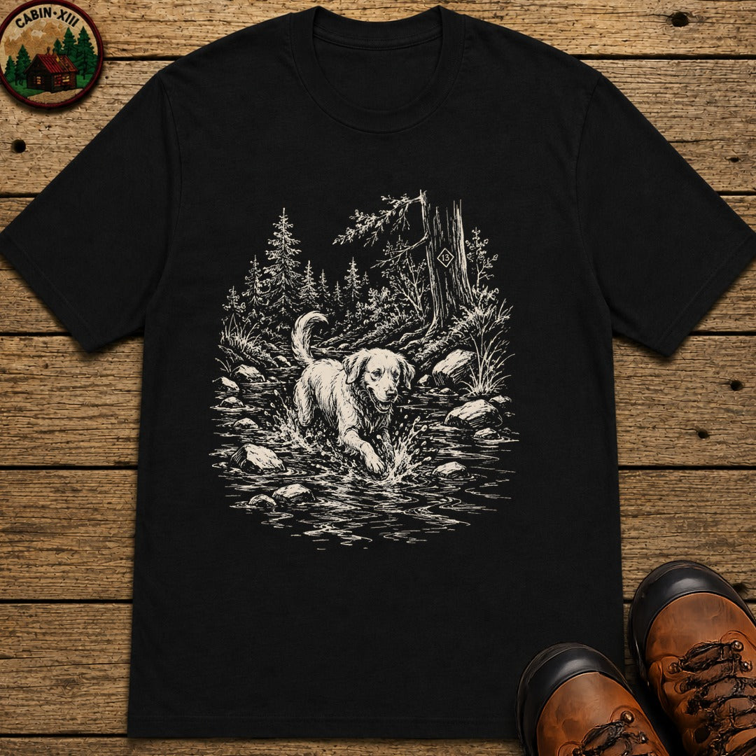 Dog in the Creek T-Shirt - Black