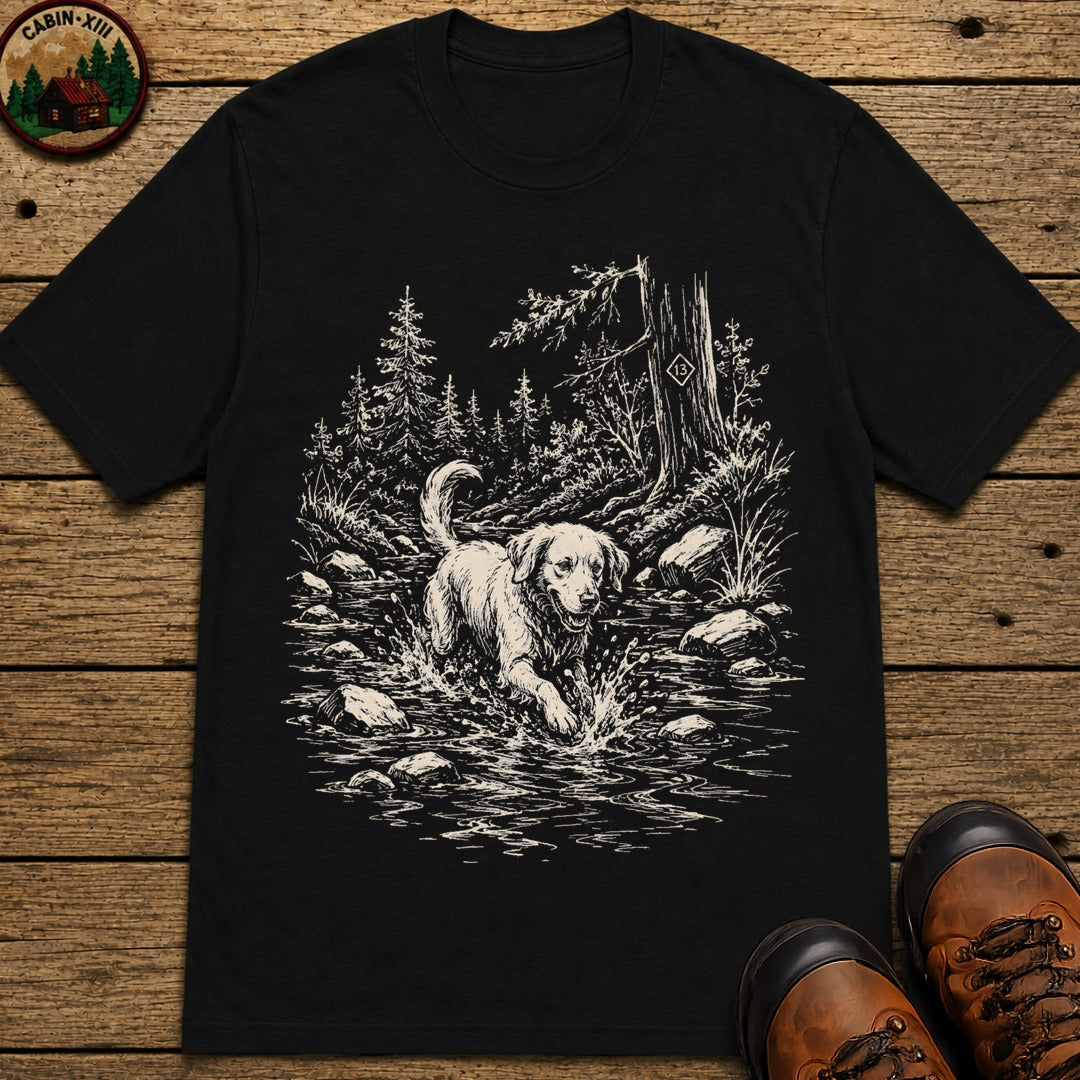 Dog in the Creek T-Shirt - Black