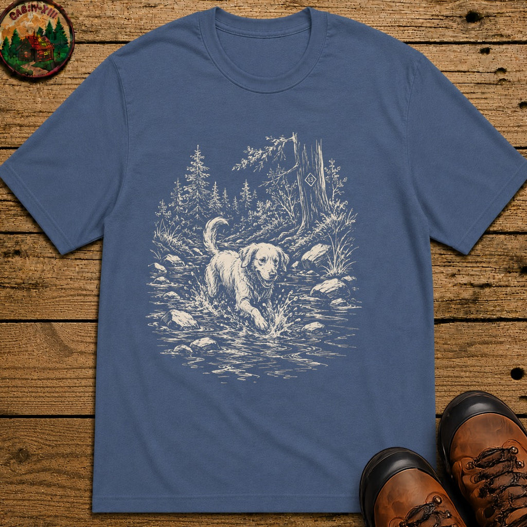 Dog in the Creek T-Shirt - Blue Jean