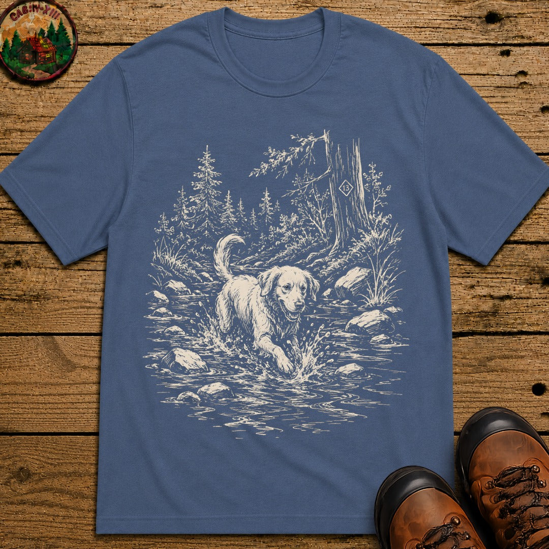 Dog in the Creek T-Shirt - Blue Jean