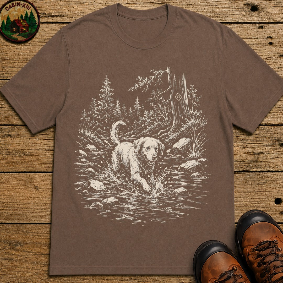 Dog in the Creek T-Shirt - Espresso