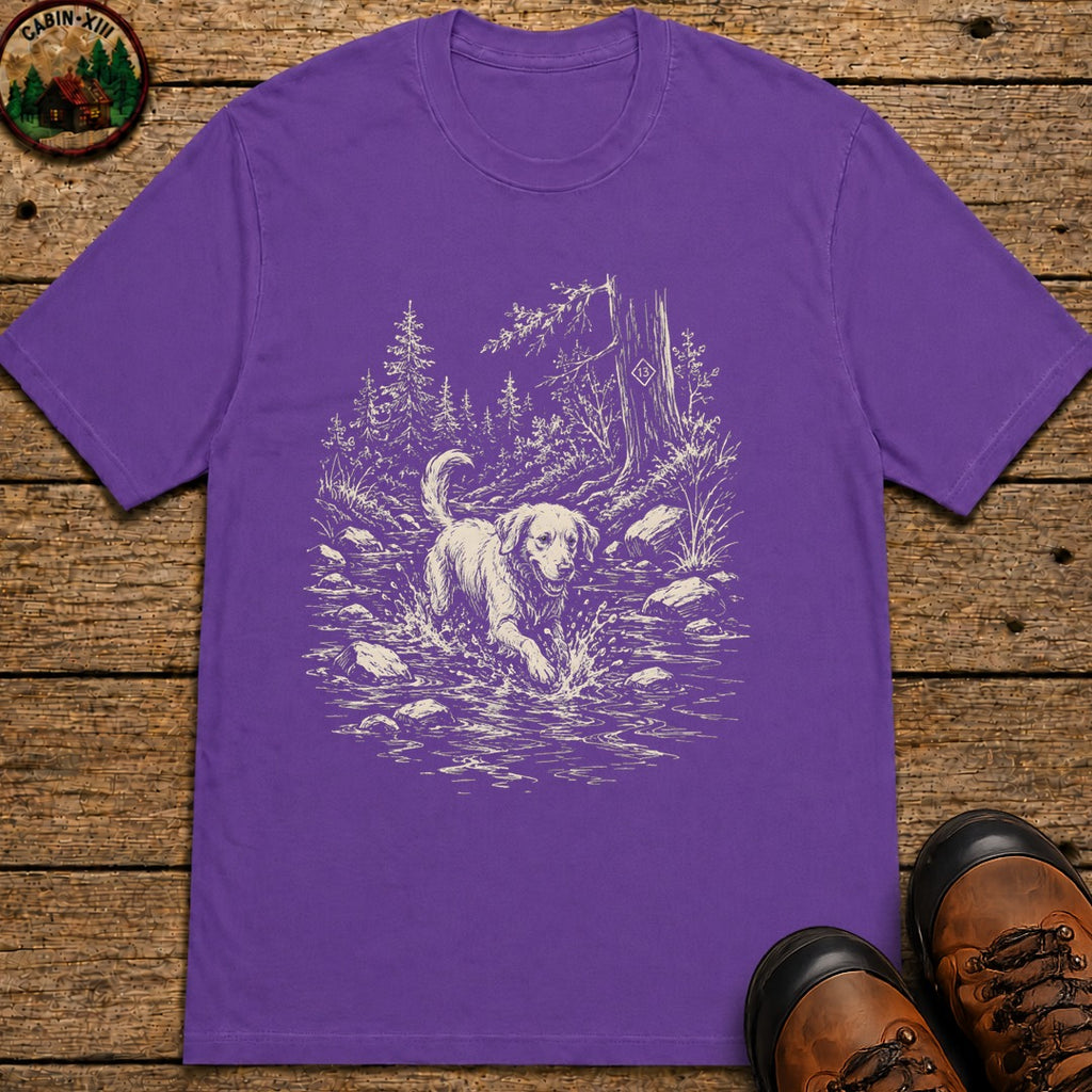 Dog in the Creek T-Shirt - Grape