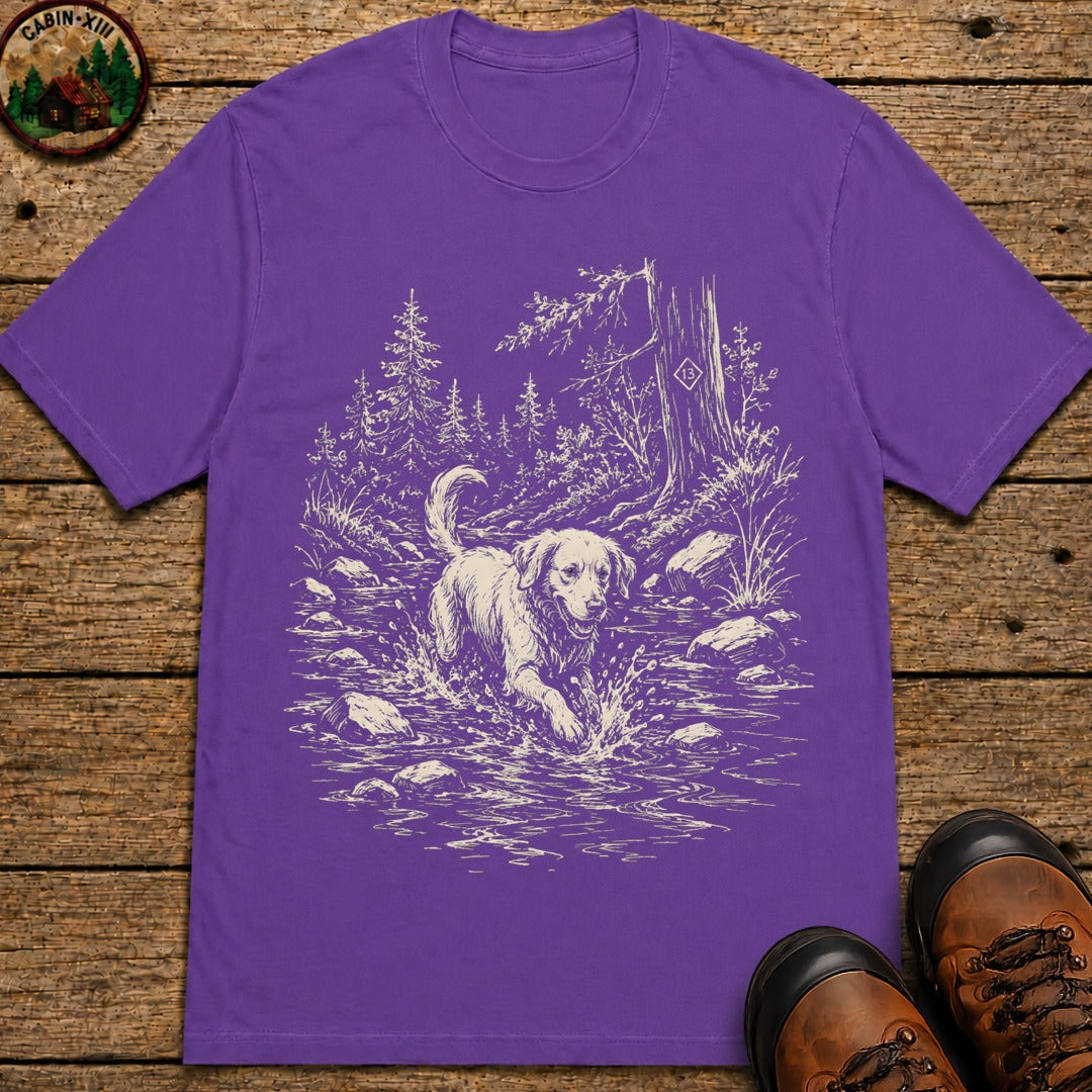 Dog in the Creek T-Shirt - Grape
