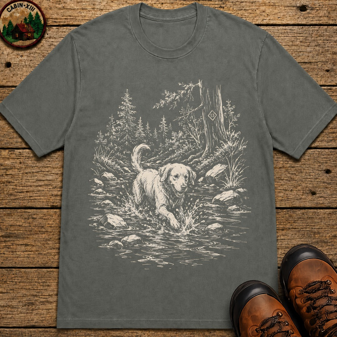 Dog in the Creek T-Shirt - Pepper