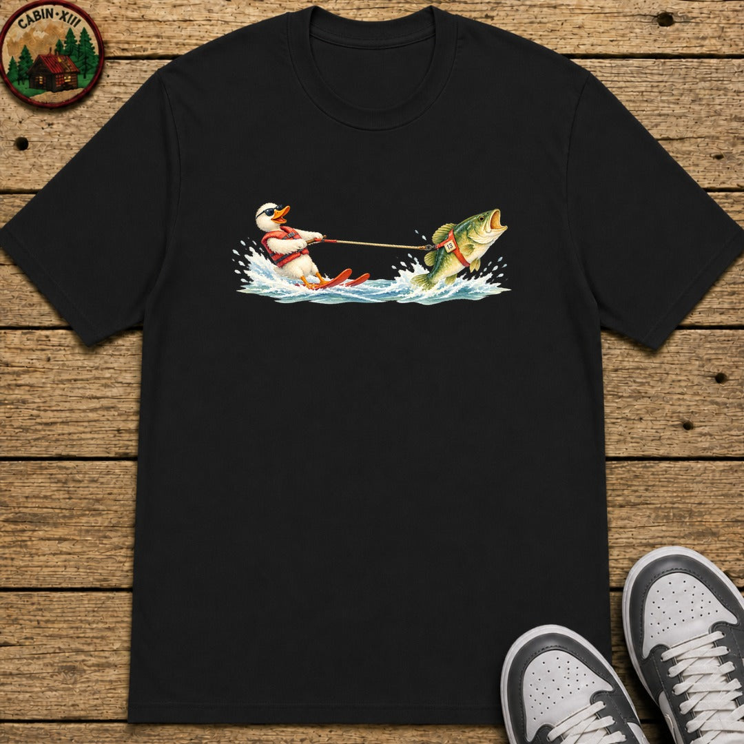 Duck Waterskiing Kids T-Shirt - Black