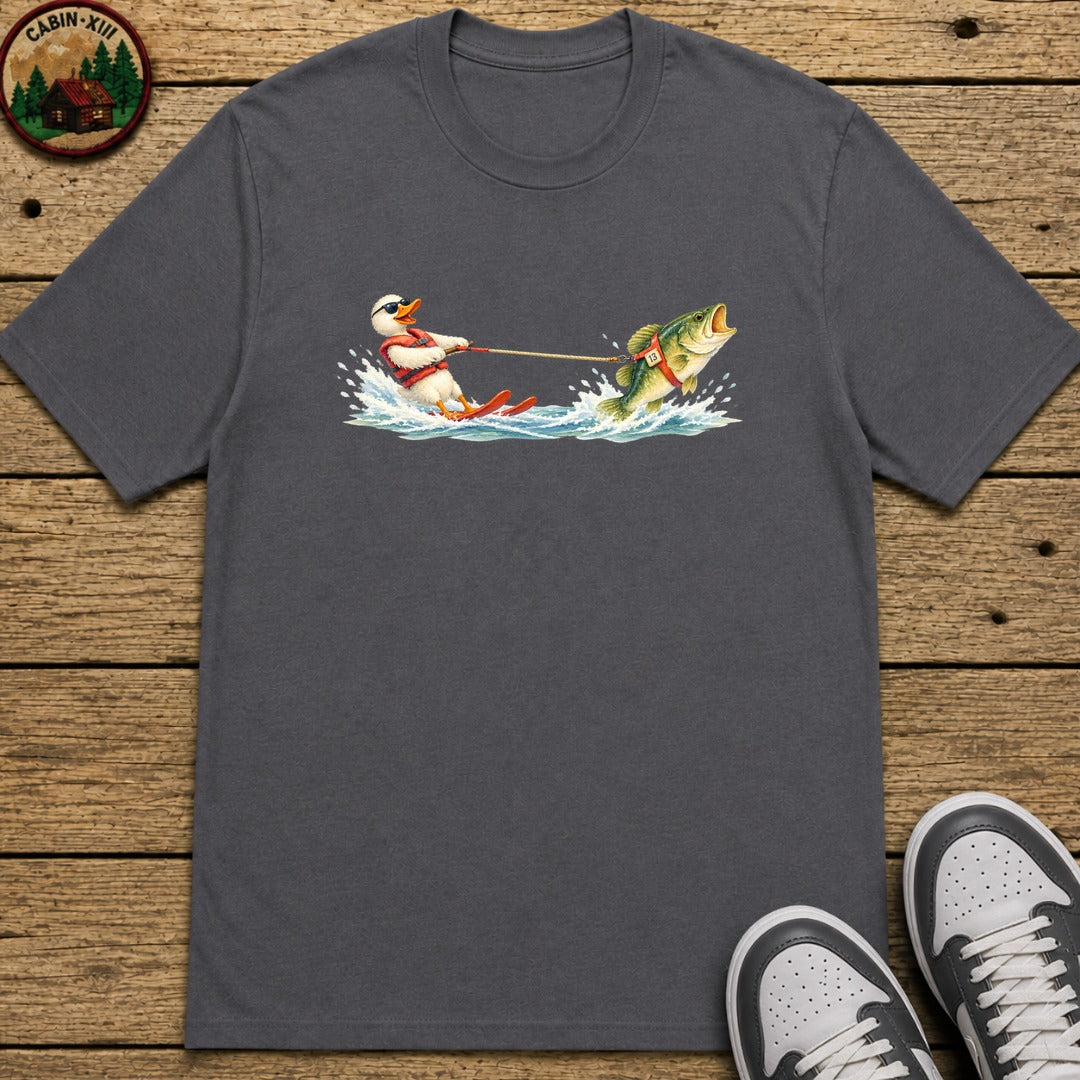 Duck Waterskiing Kids T-Shirt - Charcoal
