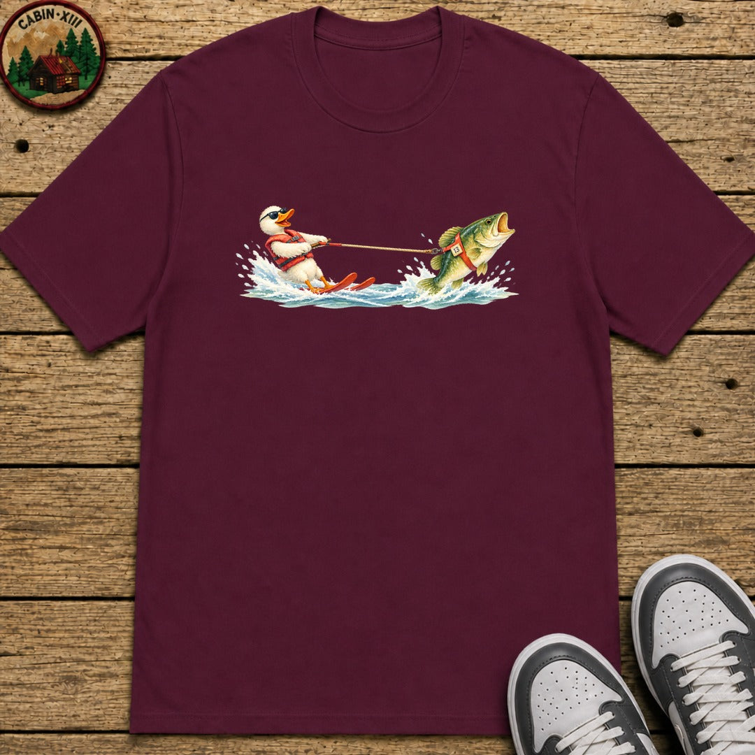 Duck Waterskiing Kids T-Shirt - Maroon