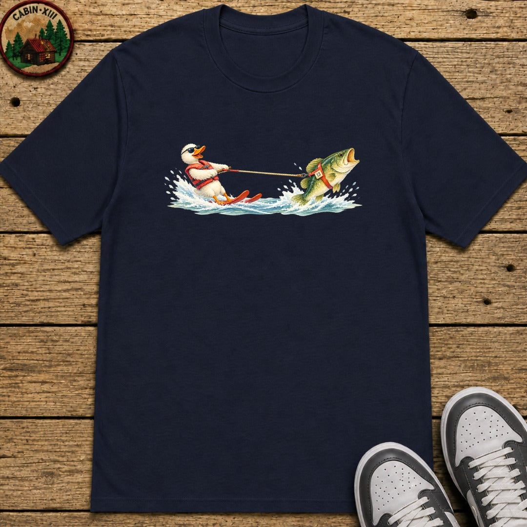 Duck Waterskiing Kids T-Shirt - Navy