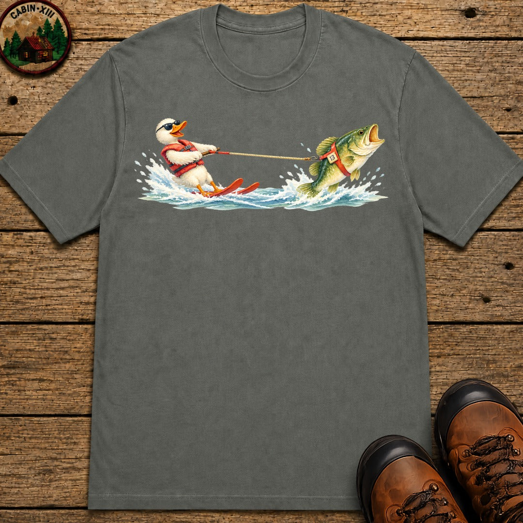 Duck Waterskiing T-Shirt - Pepper