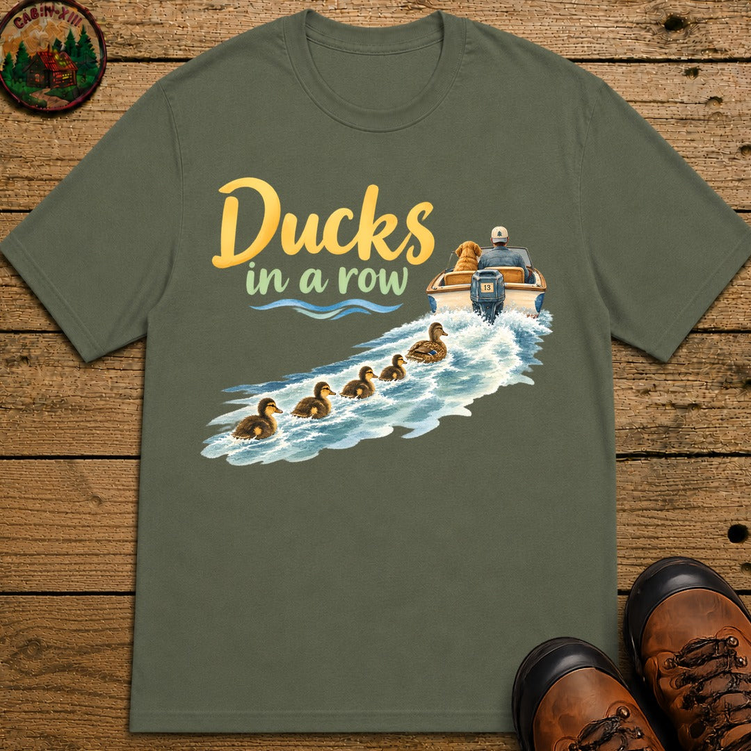 Ducks In A Row T-Shirt - Moss