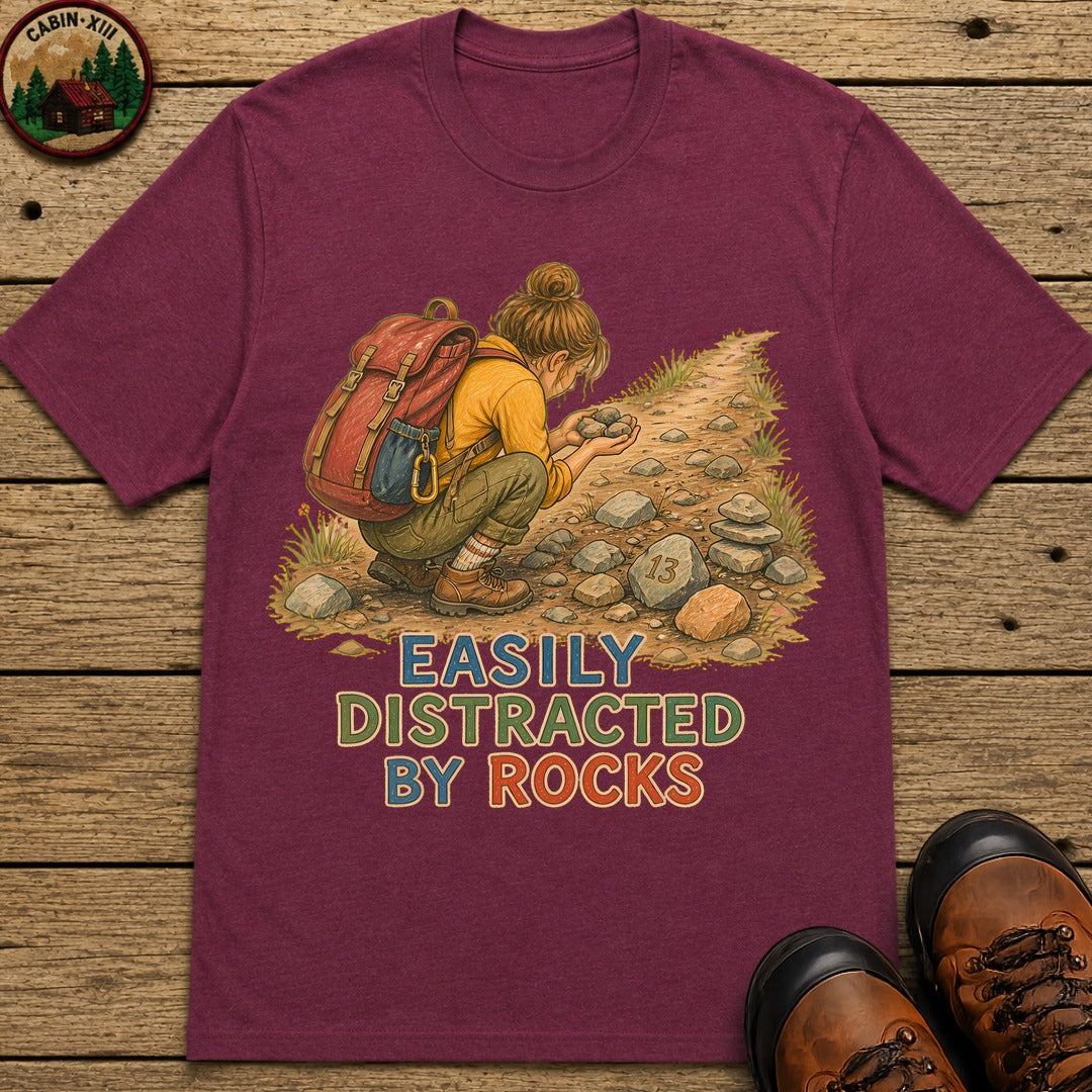 Easily Distracted By Rocks T-Shirt - Berry