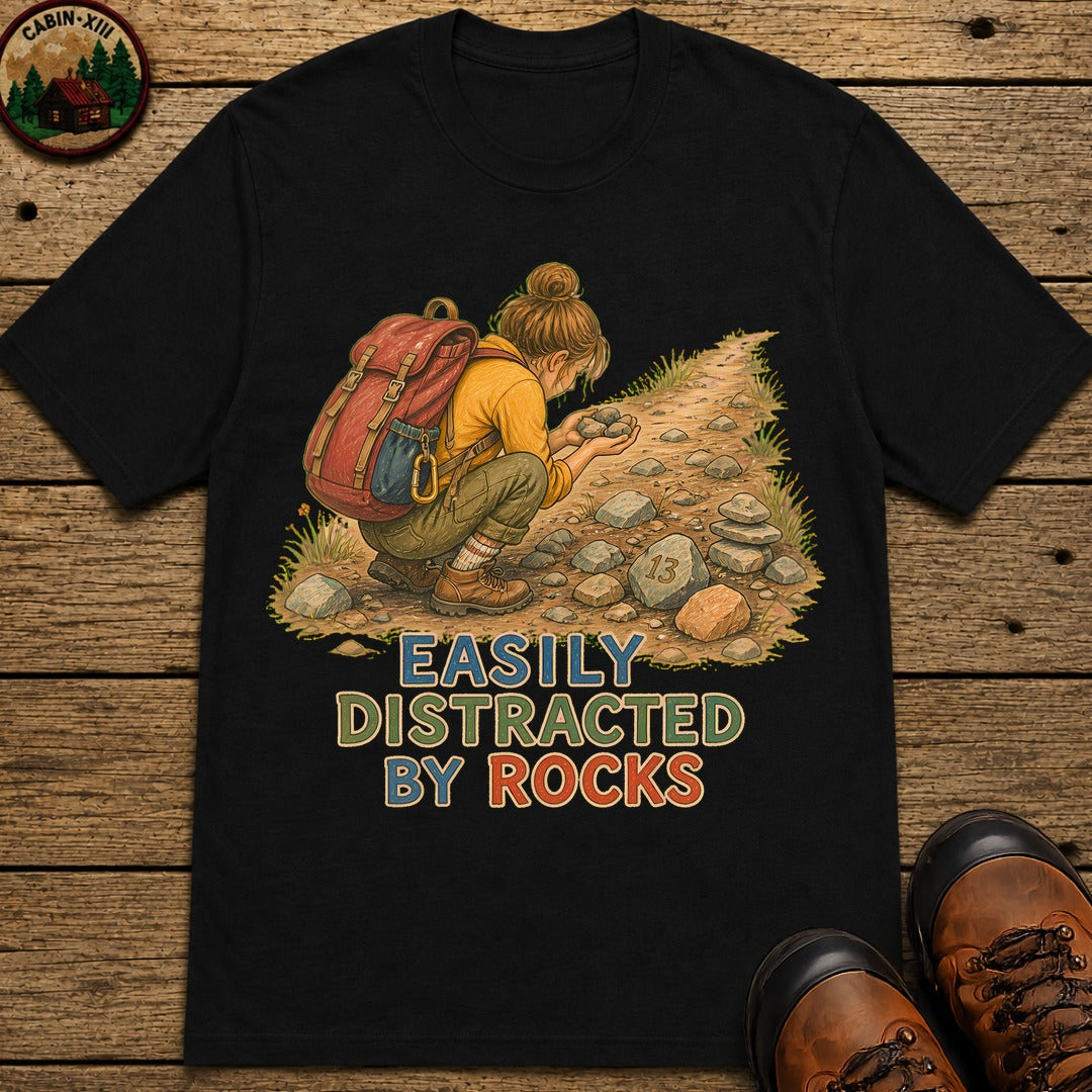Easily Distracted By Rocks T-Shirt - Black