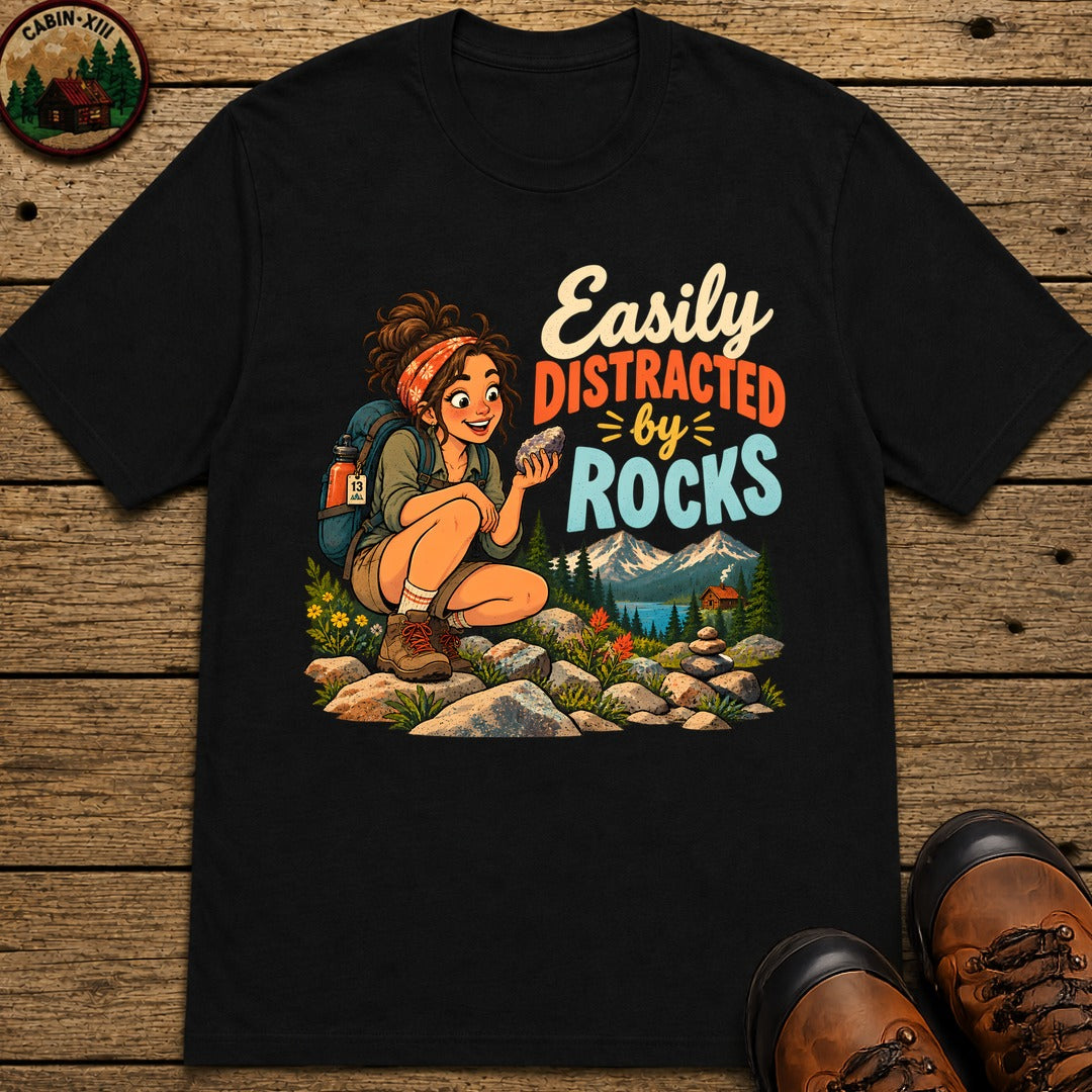 Easily Distracted By Rocks T-Shirt - Black