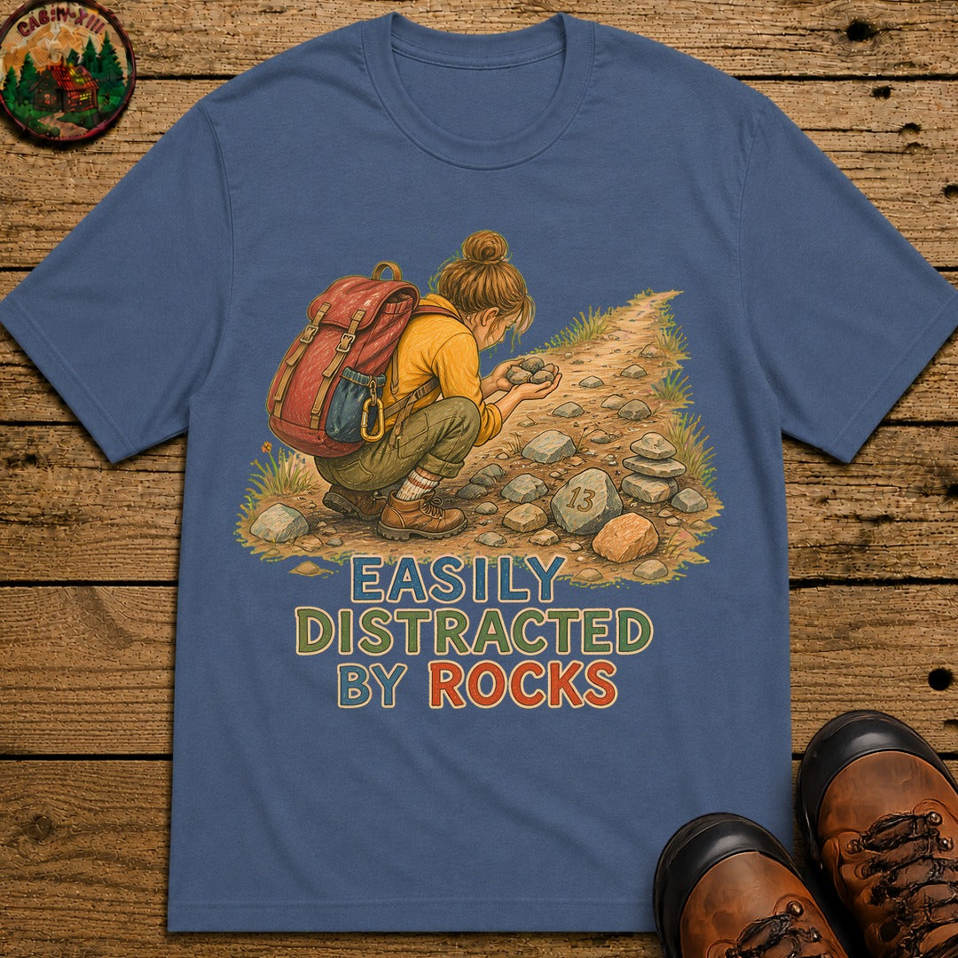 Easily Distracted By Rocks T-Shirt - Blue Jean