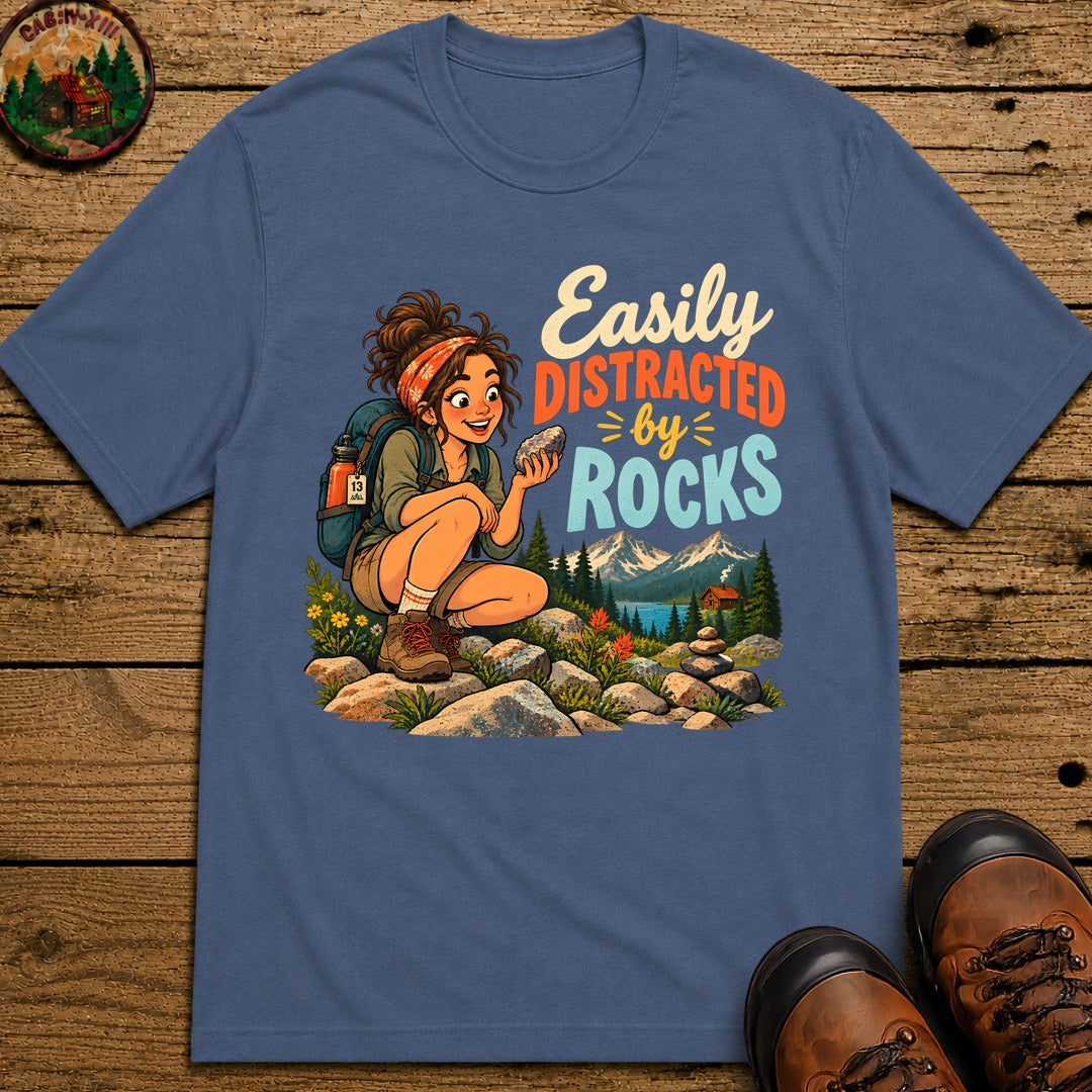 Easily Distracted By Rocks T-Shirt - Blue Jean