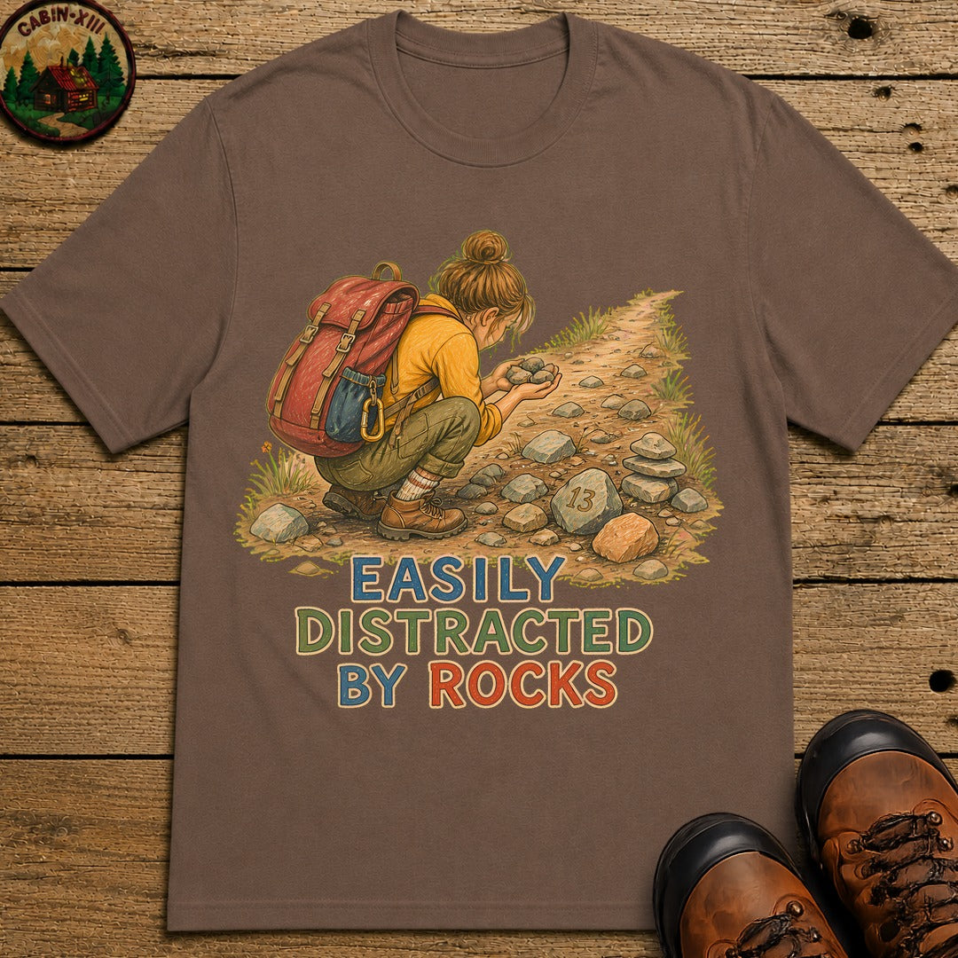 Easily Distracted By Rocks T-Shirt - Espresso