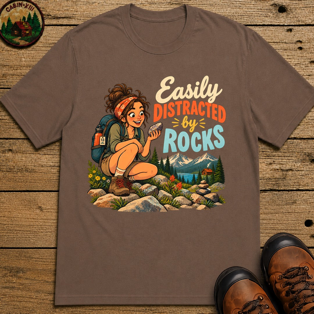 Easily Distracted By Rocks T-Shirt - Espresso