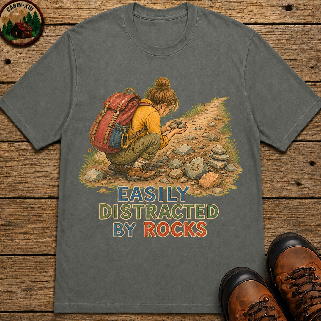 Easily Distracted By Rocks T-Shirt - Pepper