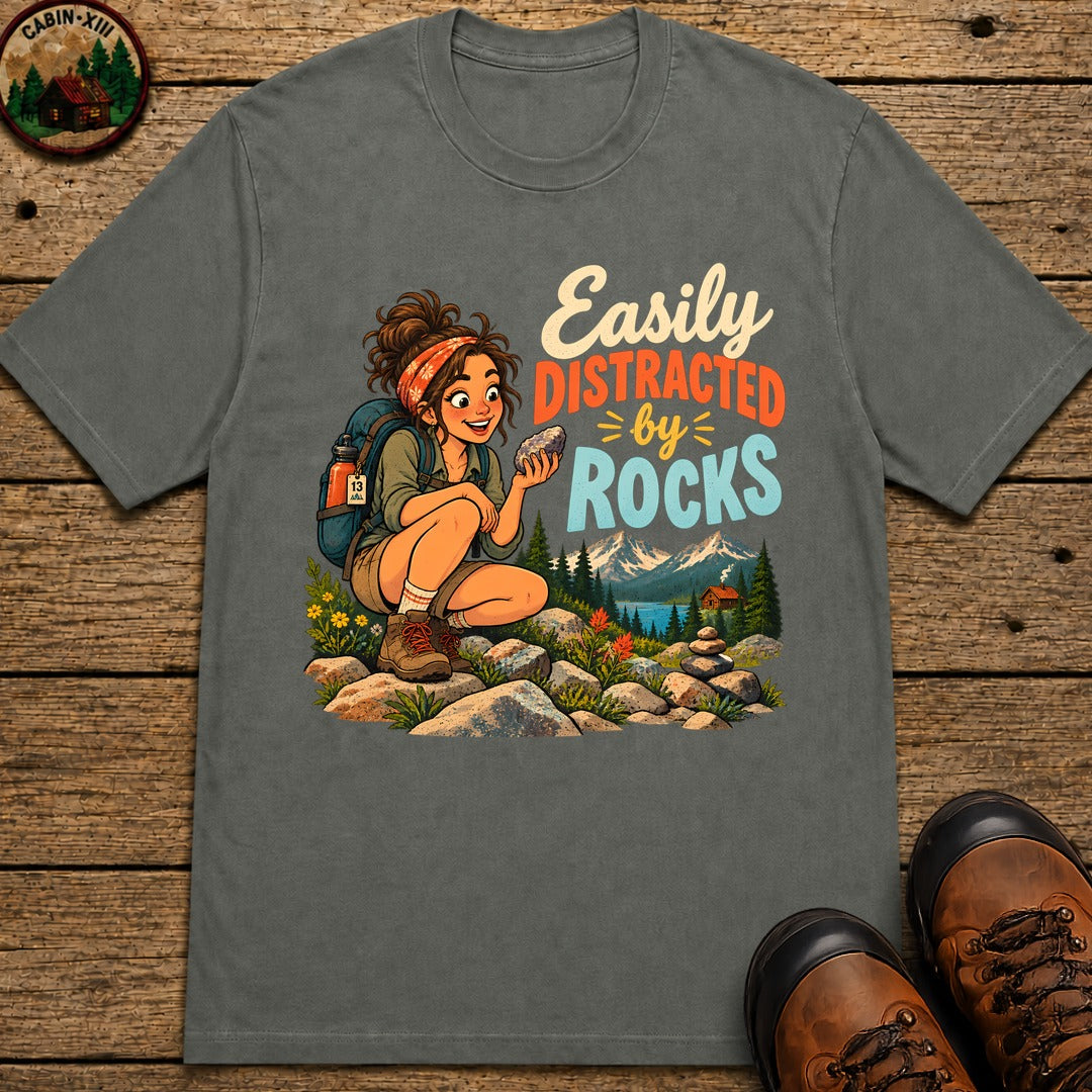 Easily Distracted By Rocks T-Shirt - Pepper