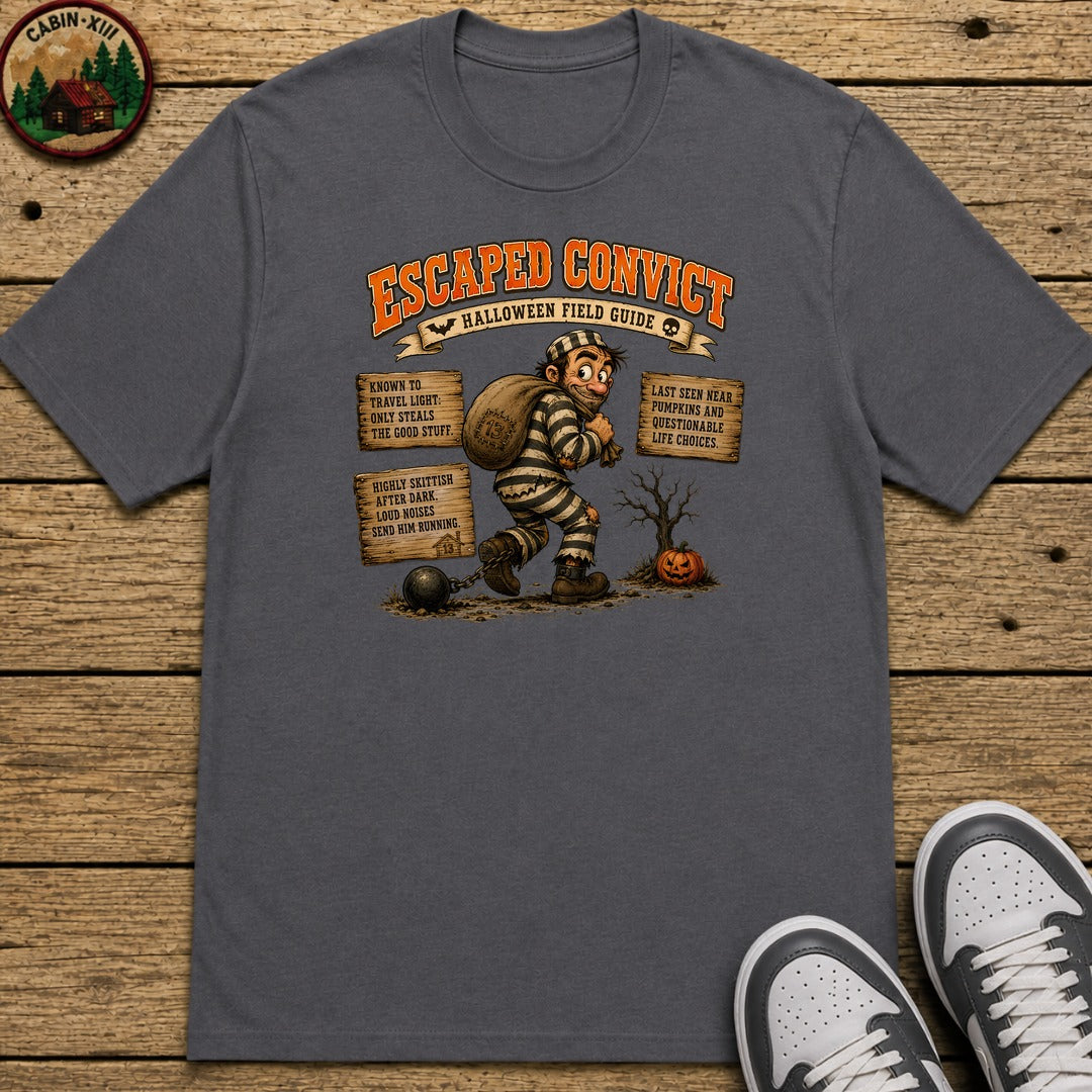 Escaped Convict Field Guide Kids T-Shirt - Charcoal