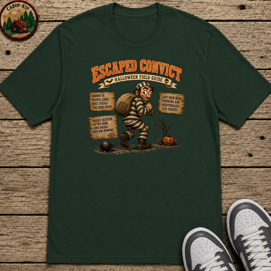Escaped Convict Field Guide Kids T-Shirt - Forest Green